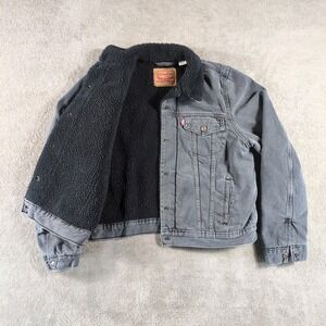 Levi's Women's Grey Sherpa-Lined Denim Trucker Jacket